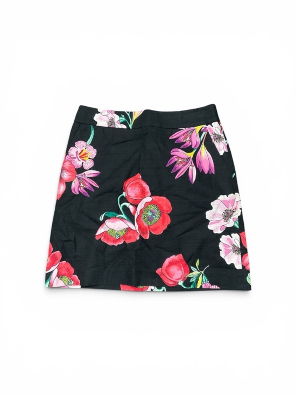 Ann Taylor Black Mini Skirt with Red & Pink Floral Print